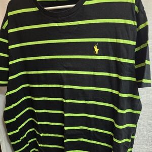 Ralph Lauren Black and Neon Green Striped Tee